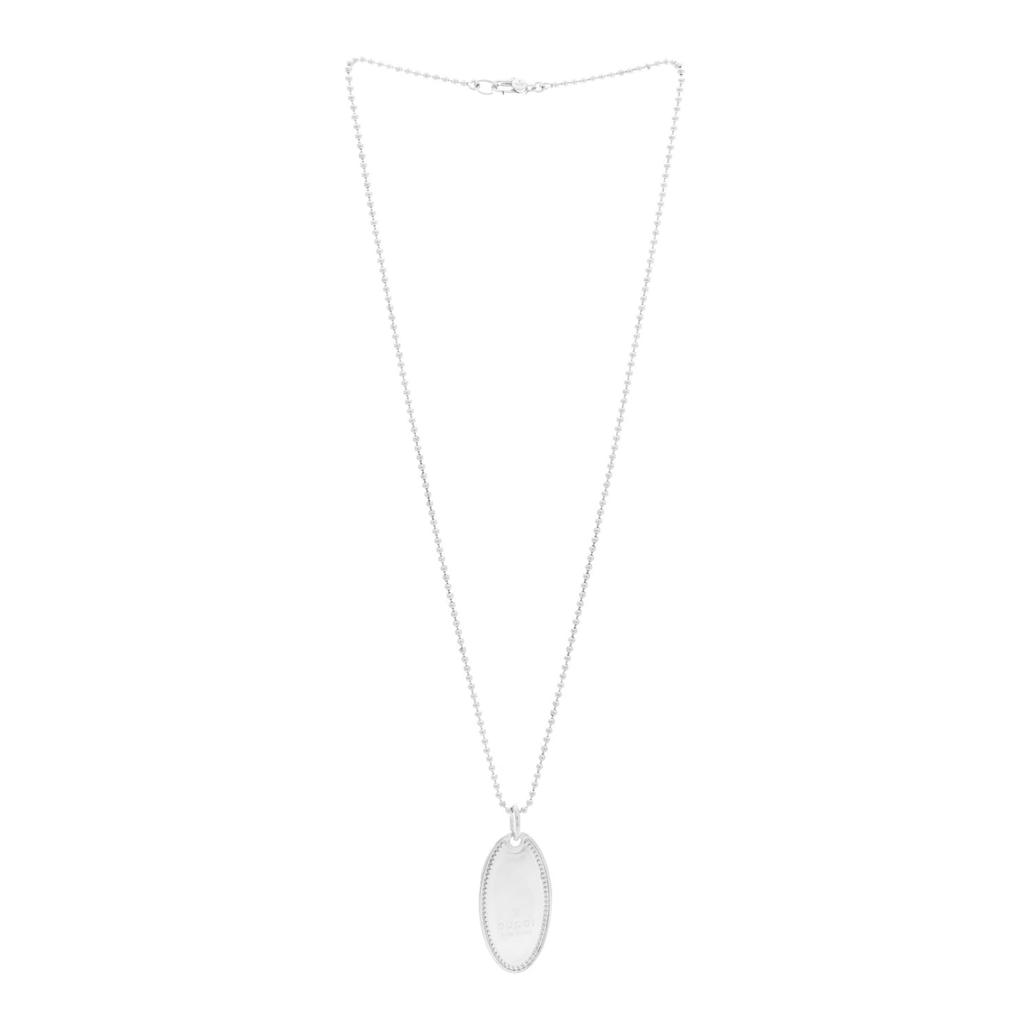 Sterling Silver Trademark Logo Oval Pendant Necklace