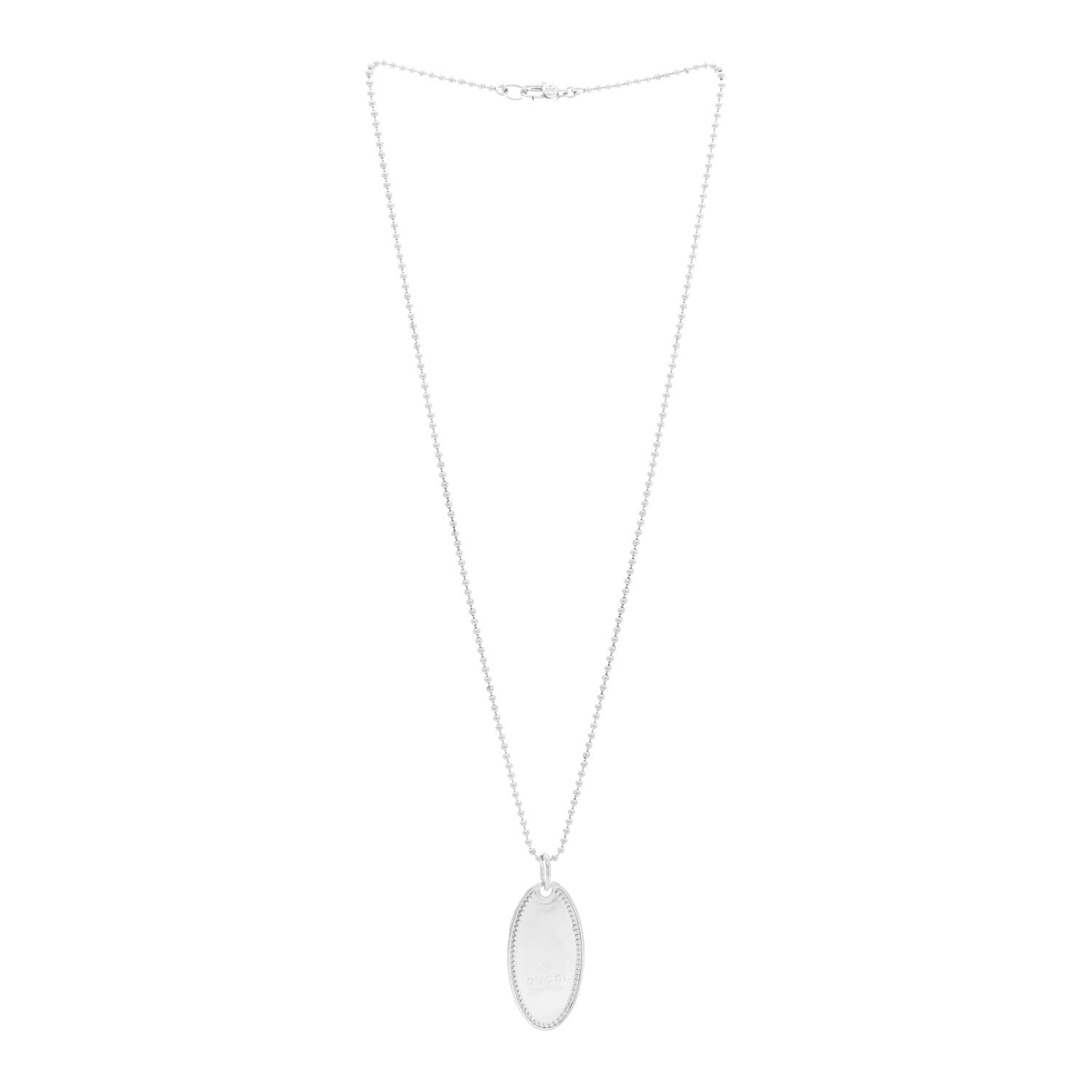 Gucci Sterling Silver Trademark Logo Oval Pendant Necklace 3 of 5