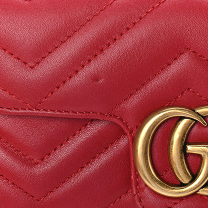 Gucci Calfskin Matelasse Super Mini GG Marmont Shoulder Bag Hibiscus Red 10 of 10