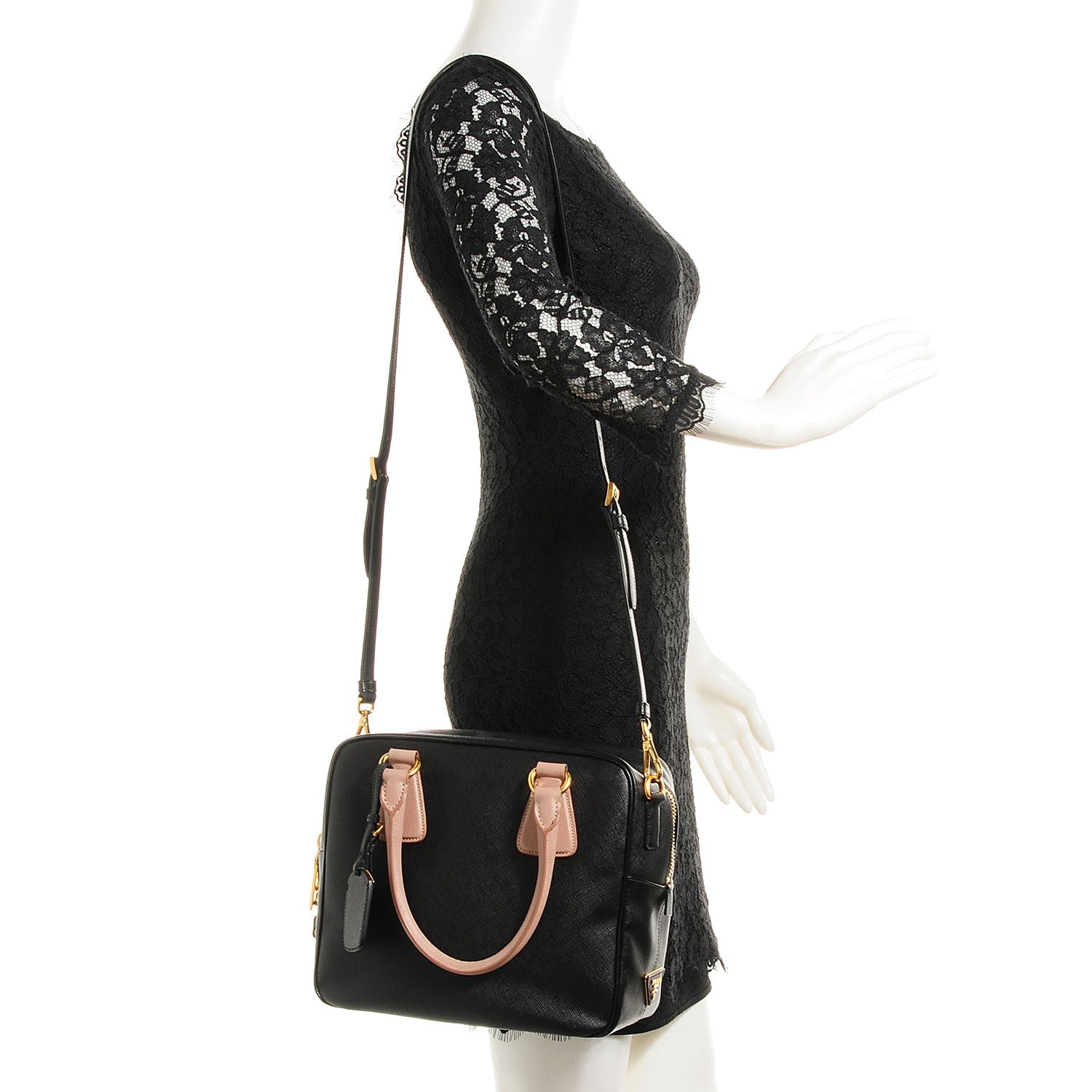 Prada Saffiano Lux Bauletto Black Cammeo 2 of 11