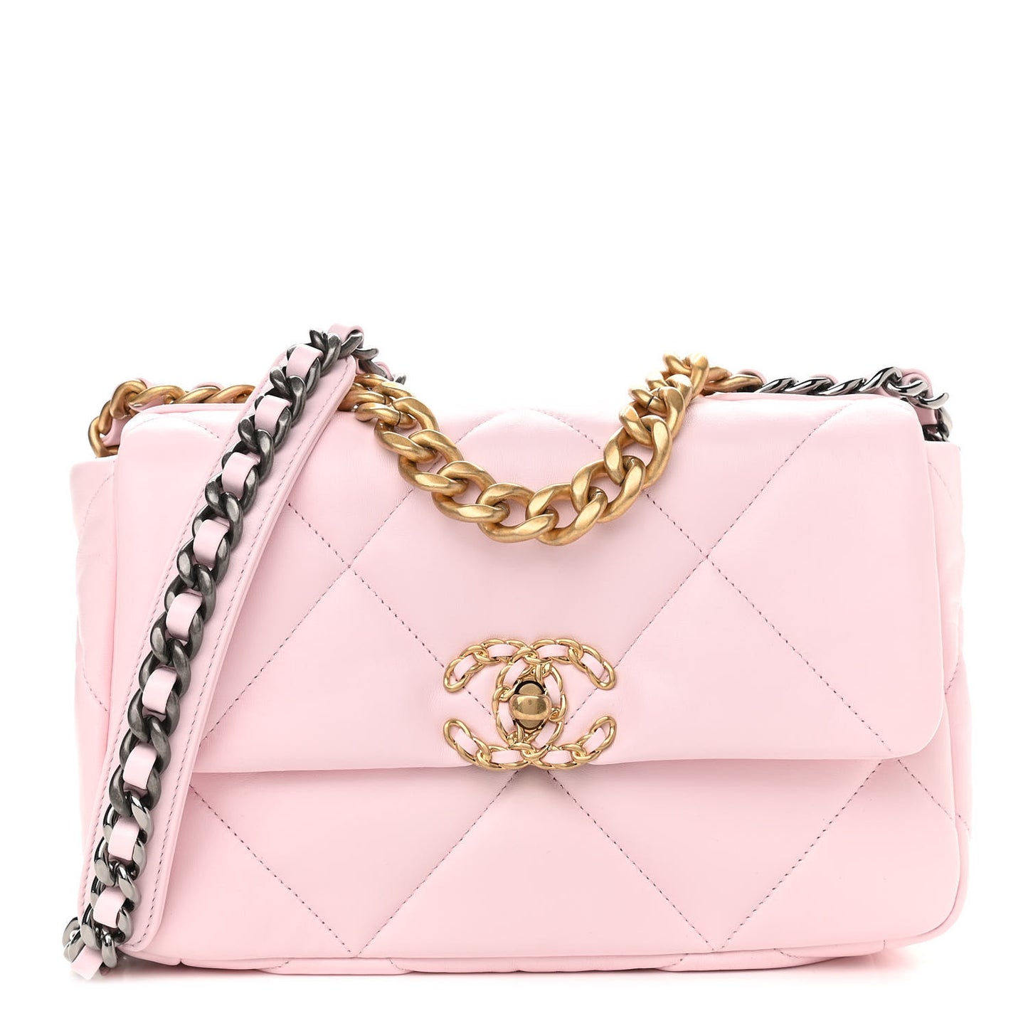 Lambskin Quilted Medium Chanel 19 Flap Light Pink