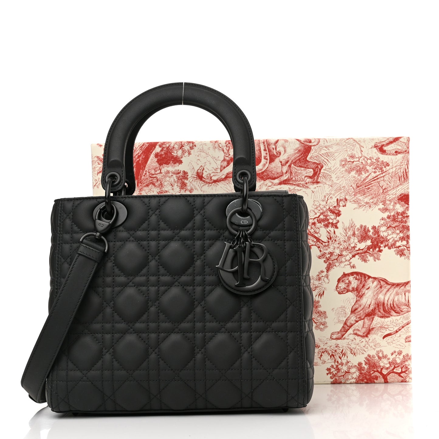 Ultra Matte Calfskin Cannage Medium Lady Dior Black