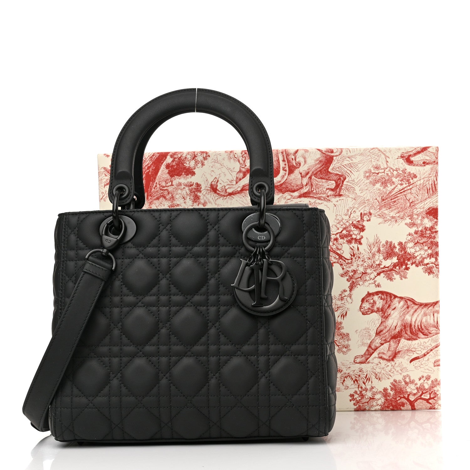 Christian Dior Ultra Matte Calfskin Cannage Medium Lady Dior Black 10 of 10