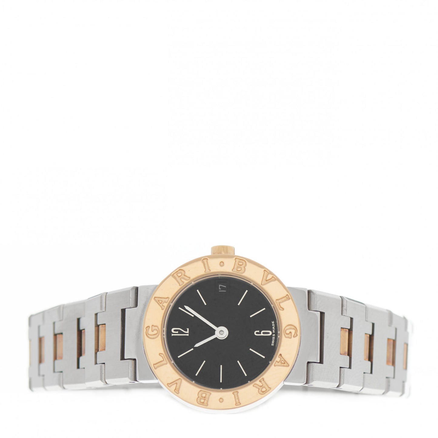 Stainless Steel 18K Yellow Gold 23mm Quartz Watch Black