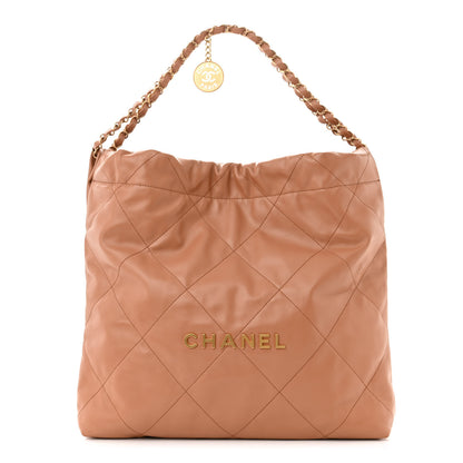 Chanel Shiny Calfskin Quilted Chanel 22 Camel 1 of 11