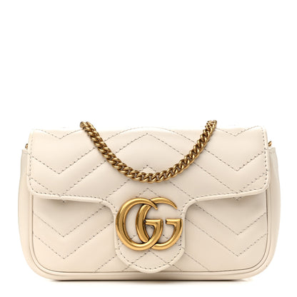 Gucci Calfskin Matelasse Super Mini GG Marmont Shoulder Bag White 1 of 11