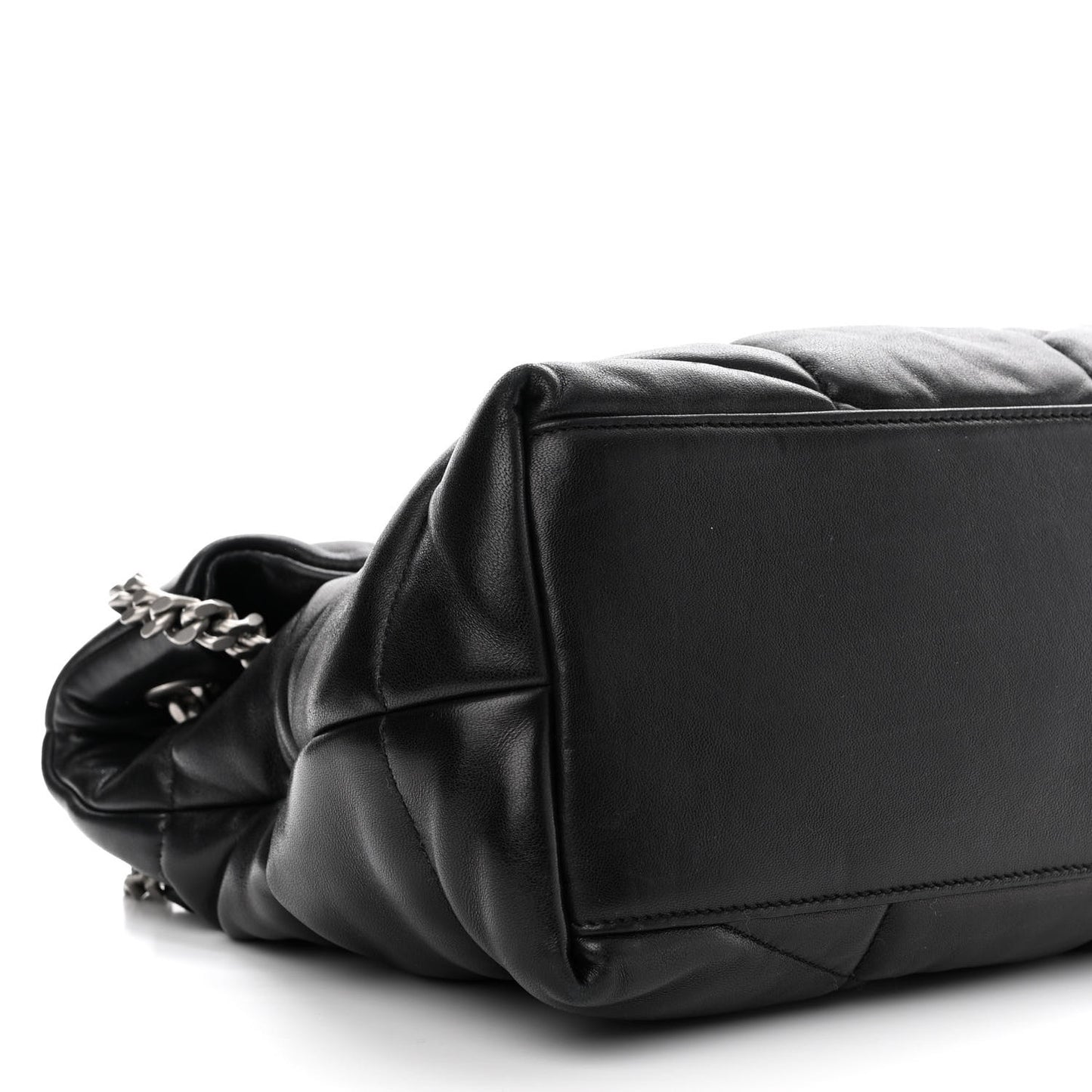 Lambskin Quilted Medium Loulou Puffer Monogram Chain Satchel Black