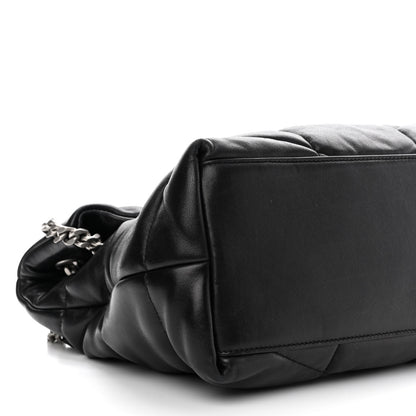 Saint Laurent Lambskin Quilted Medium Loulou Puffer Monogram Chain Satchel Black 10 of 11