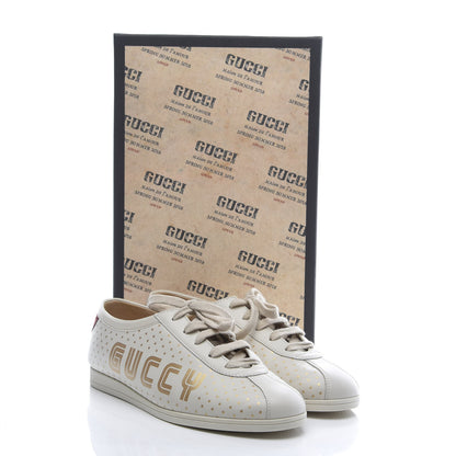 Gucci X SEGA Calfskin GUCCY Stars Womens Falacer Sneakers 37 White 10 of 10