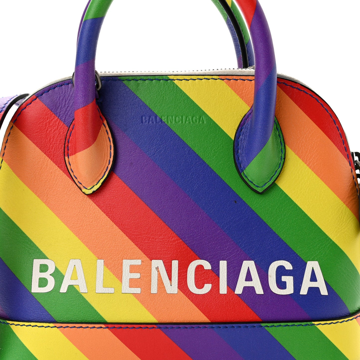 Smooth Calfskin Logo Rainbow XXS Ville Top Handle Bag Multicolor