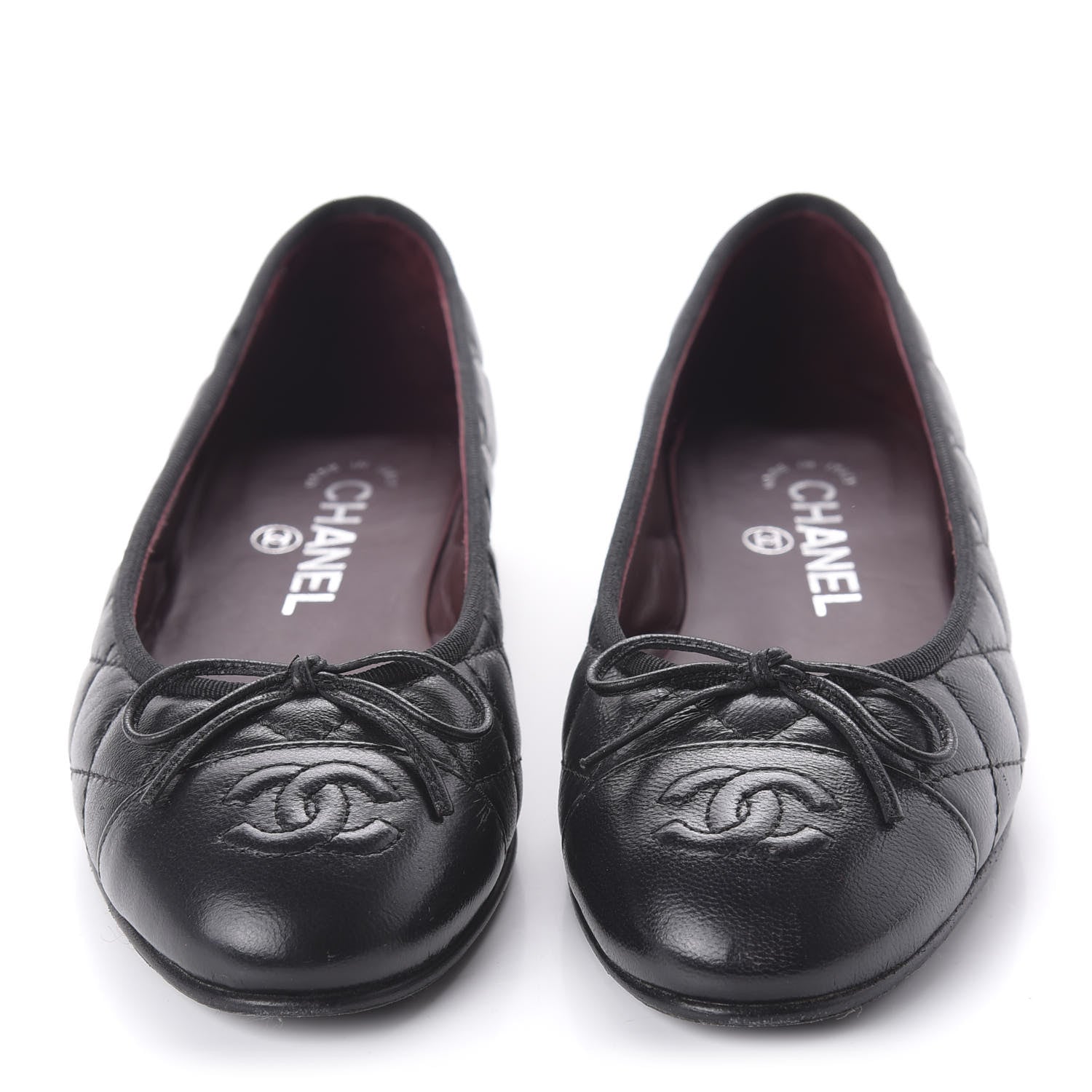 Chanel Aged Calfskin Quilted Cap Toe Ballerina Flats 35 Black 2 of 8