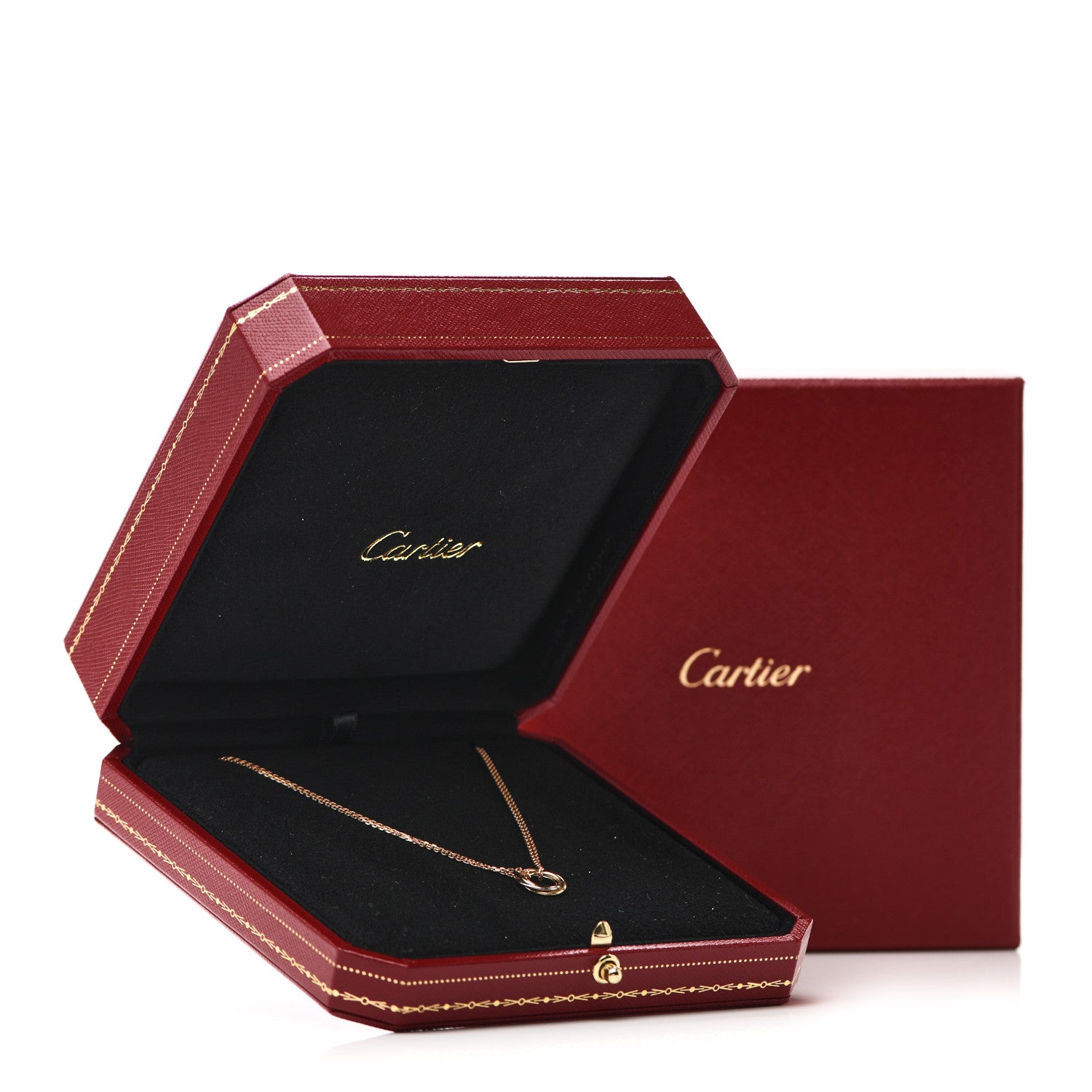 Cartier 18K Pink Yellow White Gold Trinity Double Chain Pendant Necklace 6 of 6