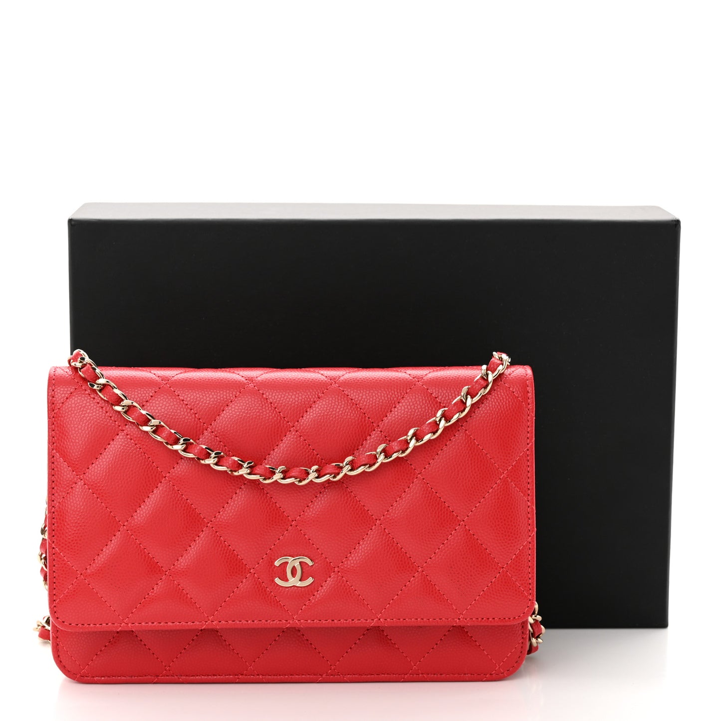 Caviar Quilted Wallet On Chain WOC Red