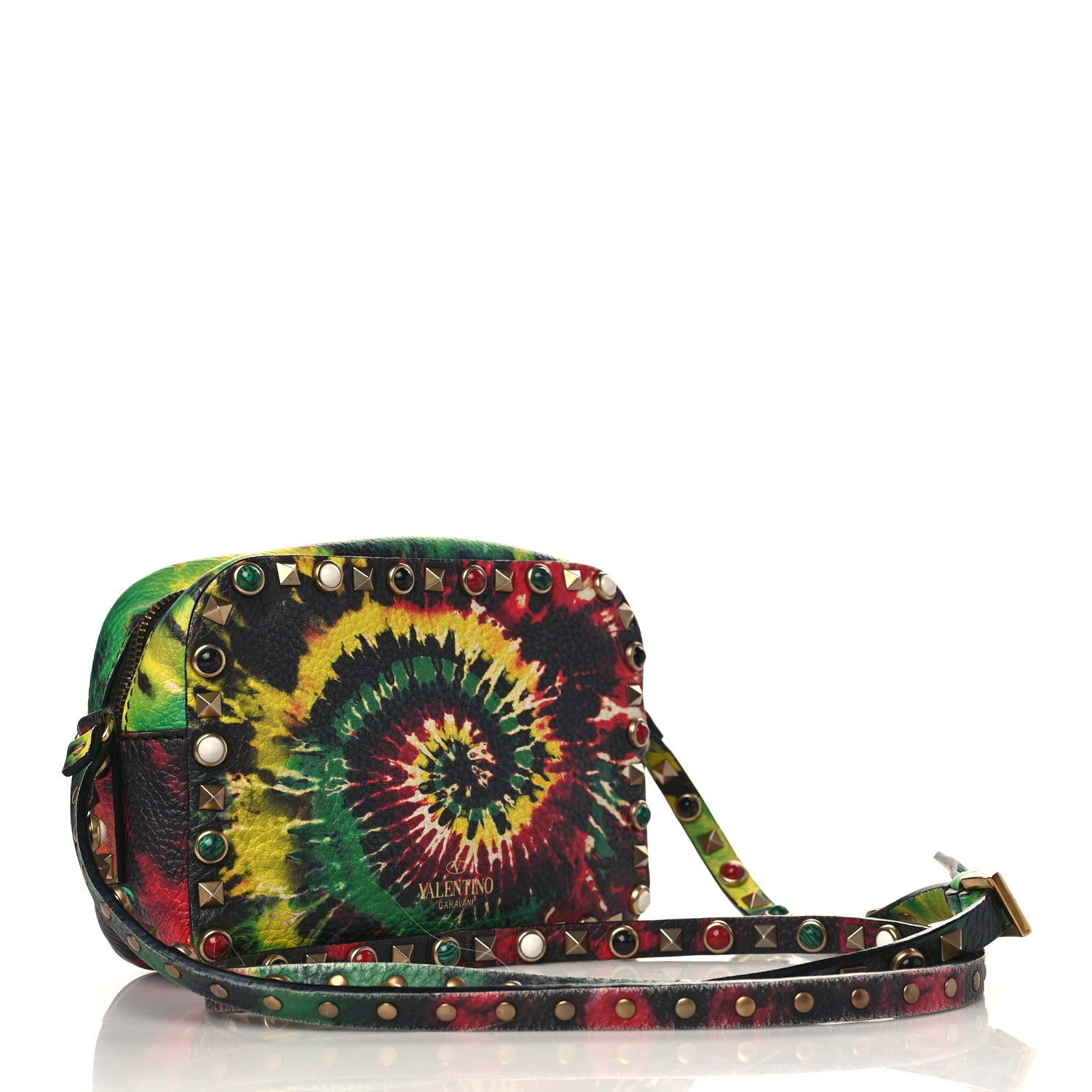 Valentino Garavani Pebbled Calfskin Tie Dye Rockstud Camera Crossbody Bag Multicolor 3 of 8