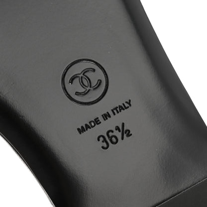 Chanel Shiny Goatskin Quilted CC Mules Sandals 36.5 Black 13 of 20