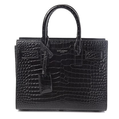 Saint Laurent Calfskin Crocodile Embossed Nano Sac De Jour Black 1 of 10