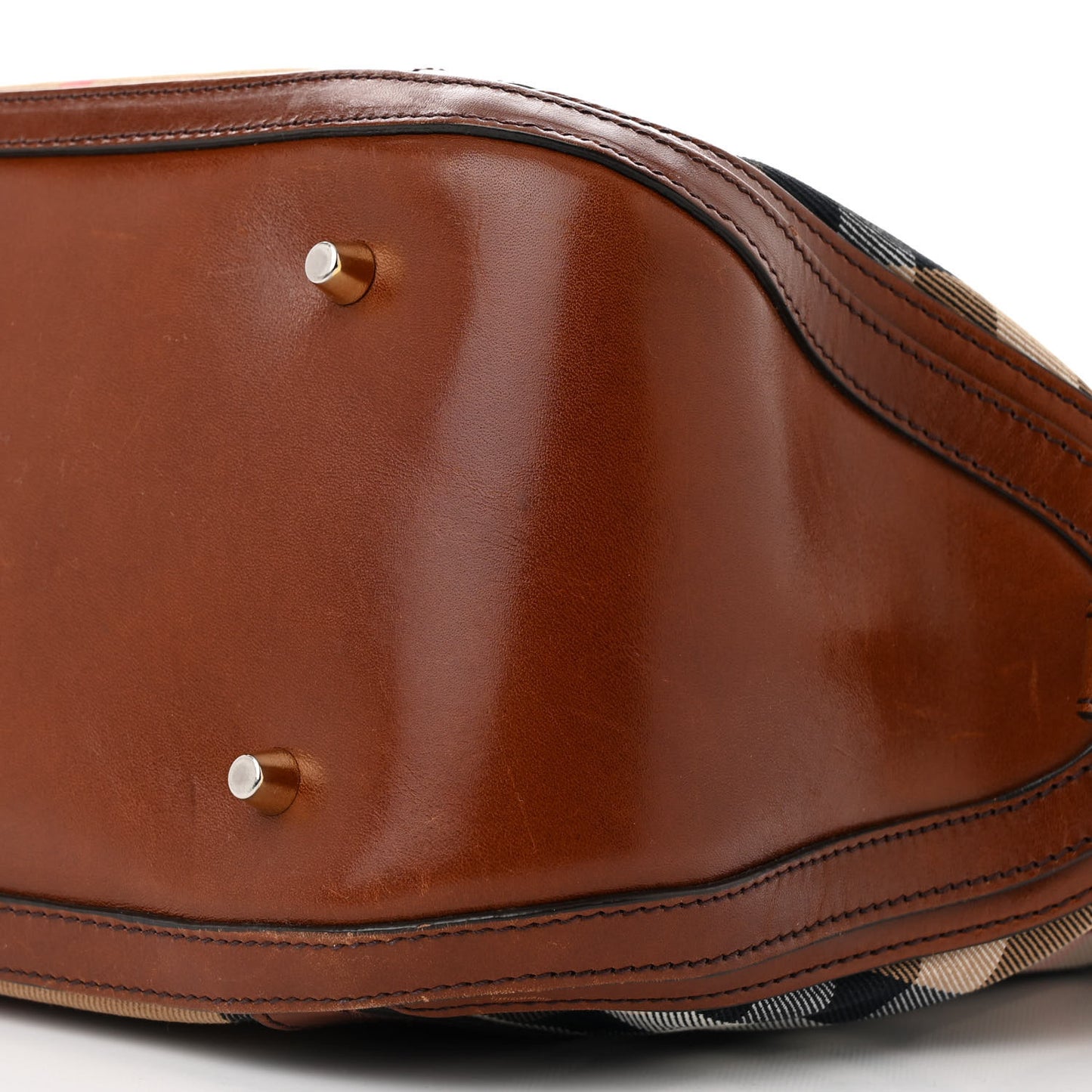 Bridle Calfskin House Check Medium Orchard Bowling Bag Dark Tan