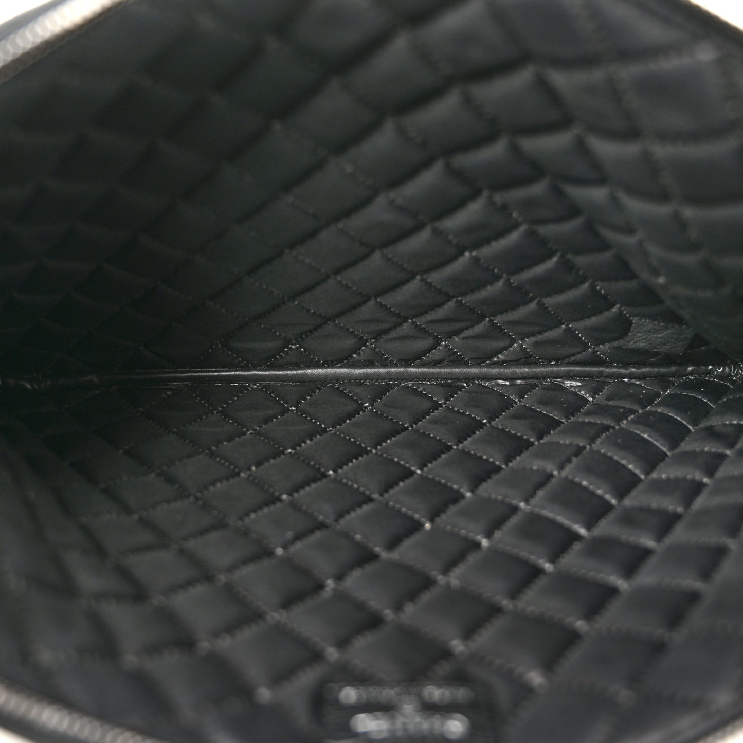 Calfskin Quilted Large Boy Chain Around Cosmetic Case Black