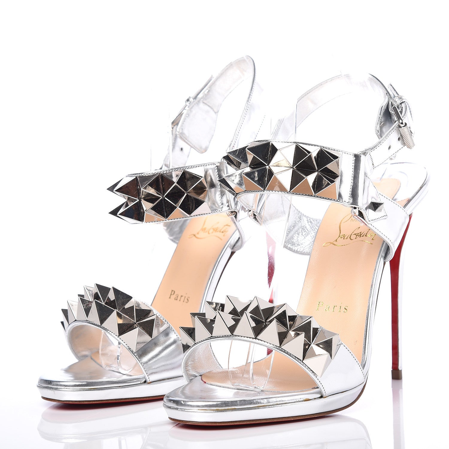 Christian Louboutin Specchio Miziggoo Spiked 120 Pumps 39 Silver 3 of 8