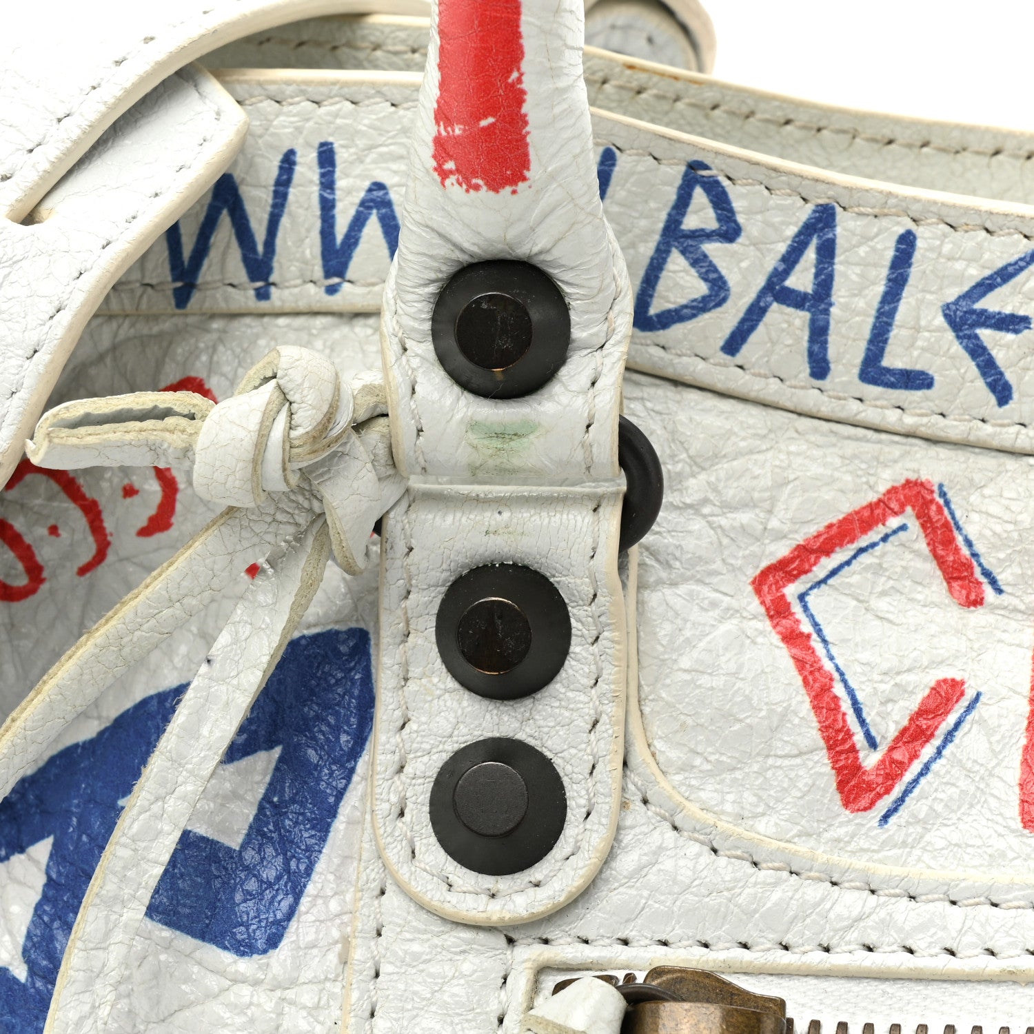 Balenciaga Agneau Graffiti All Over Classic Hardware S City White Bleu Rouge 12 of 16