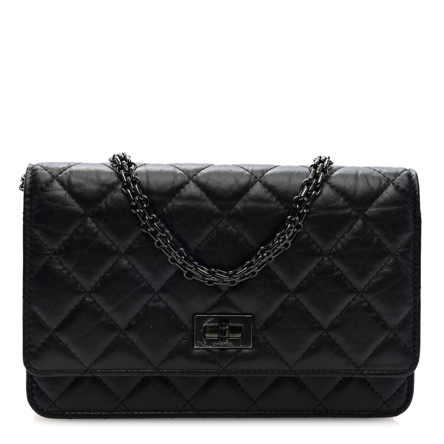 Chanel Aged Calfskin Quilted Reissue Wallet On Chain WOC So Black 1 of 11