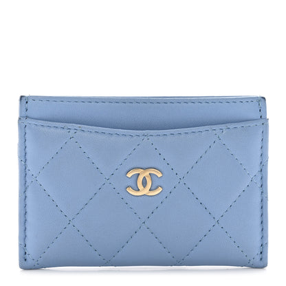 Chanel Lambskin Quilted Card Holder Light Blue 1 of 9