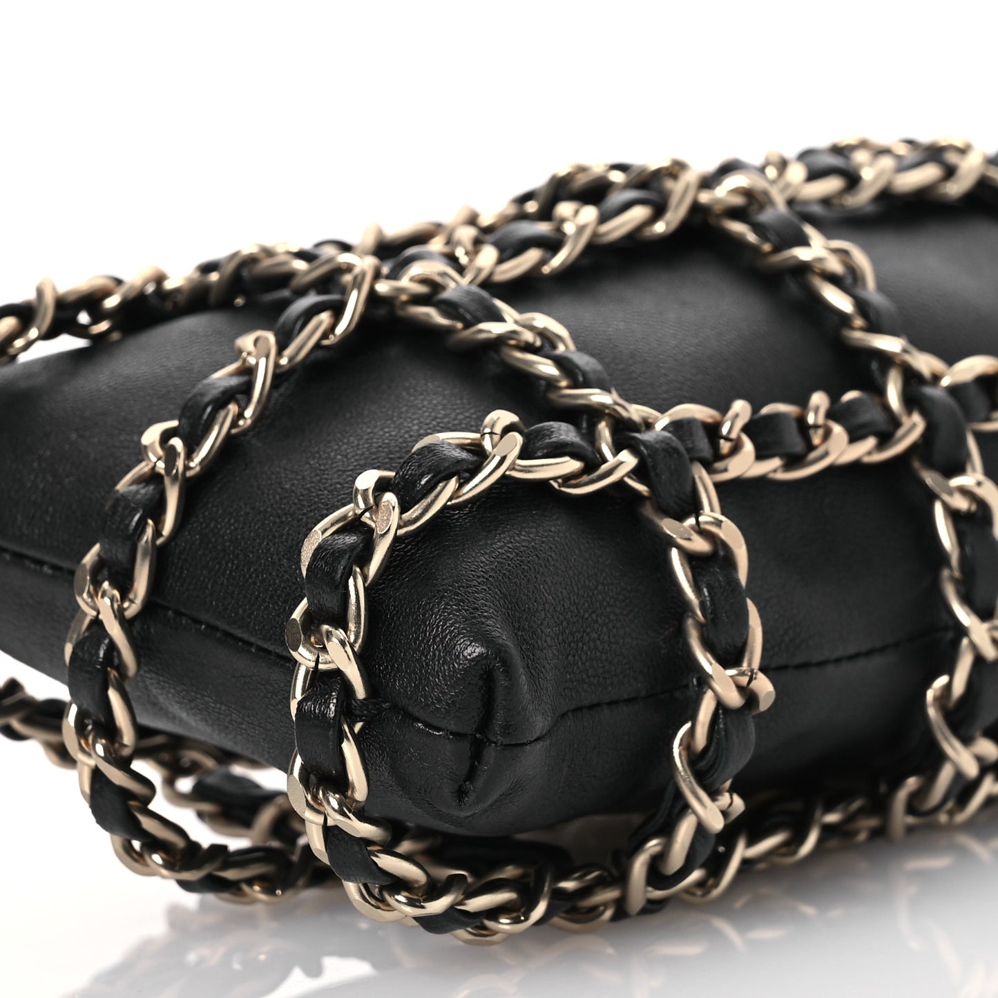 Lambskin Tech Me Out Clutch With Chain Black