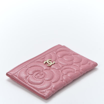 Chanel Caviar Camellia Embossed Card Holder Pink 3 of 10