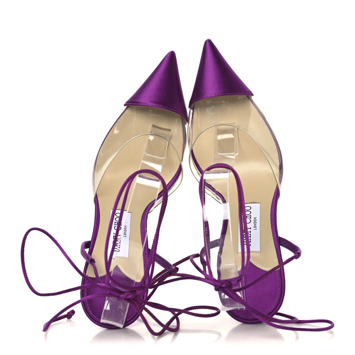Jimmy Choo Satin PVC Farley 95 Pumps 38 Purple 2 of 8