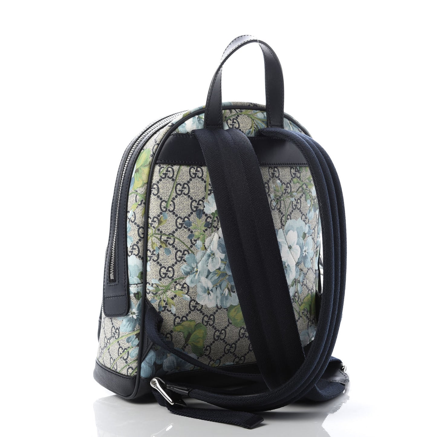 GG Supreme Monogram Blooms Small Day Backpack Blue