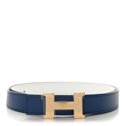 Hermes Epsom 24mm Mini Constance H Belt 85 34 Bleu Brighton White 1 of 7