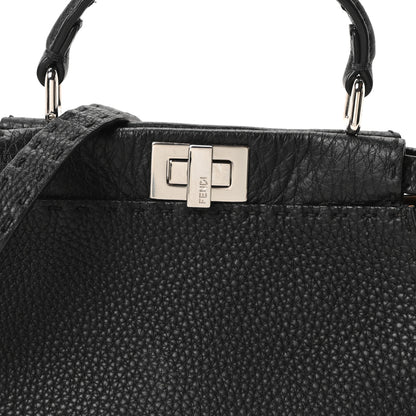 Fendi Cuoio Romano Selleria Bi-Color Mini Peekaboo Iconic Satchel Black Mou 7 of 9