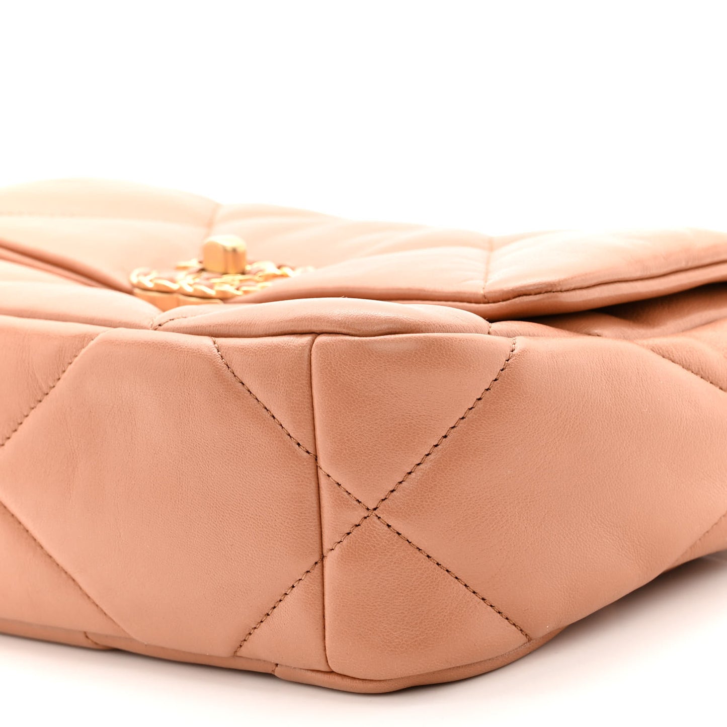 Lambskin Quilted Medium Chanel 19 Flap Light Brown