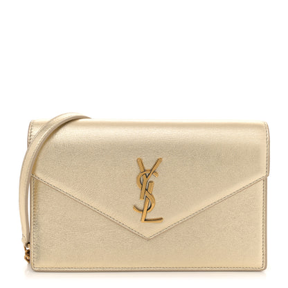 Saint Laurent Metallic Calfskin Monogram Envelope Chain Wallet Gold 1 of 13