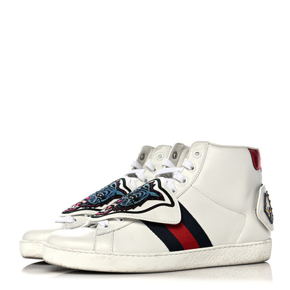 Gucci Calfskin Ayers Embroidered Web Mens Ace Removable Patches High Top Sneakers 7.5 White 3 of 14