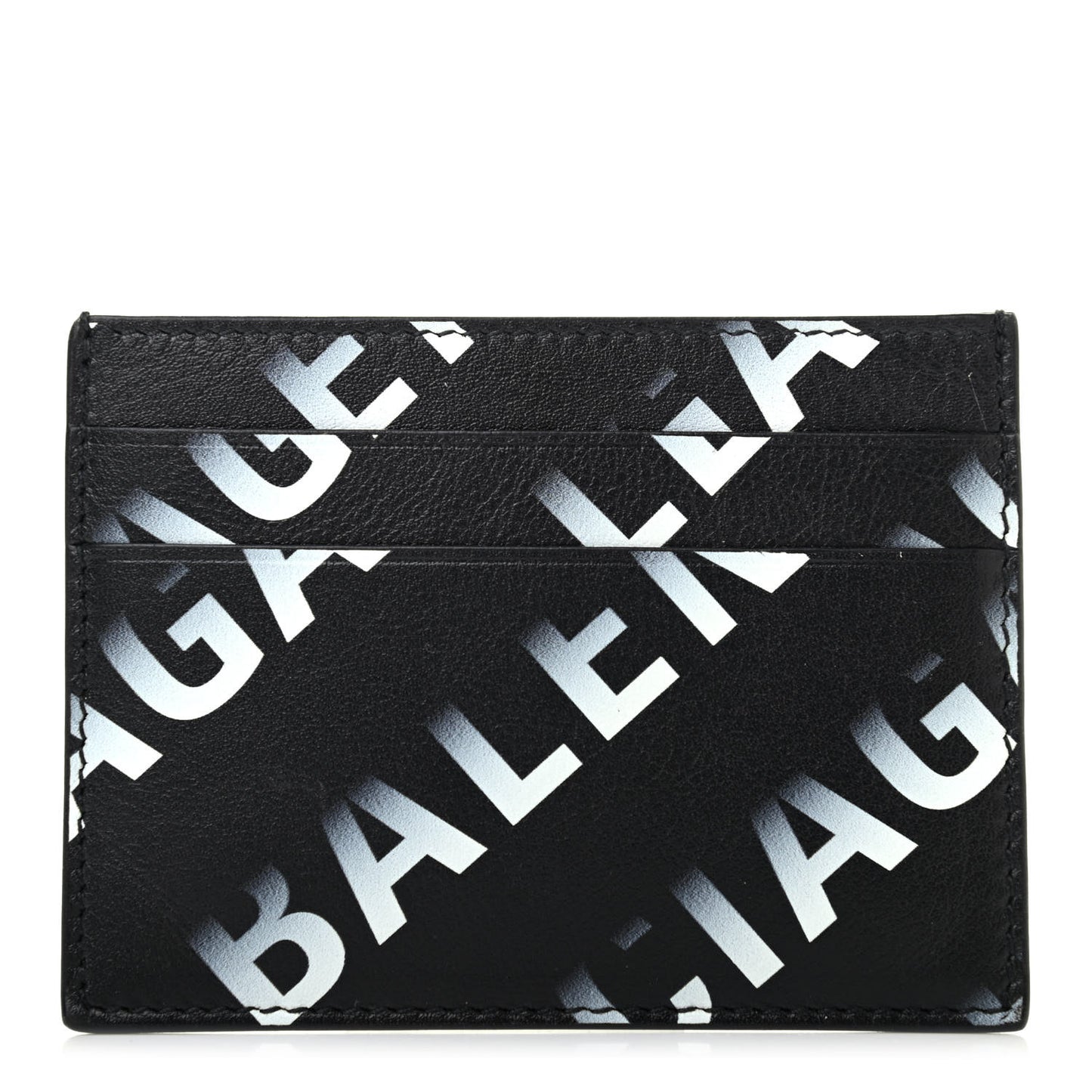 Smooth Calfskin Gradient Logo Cash Card Holder Black Grey