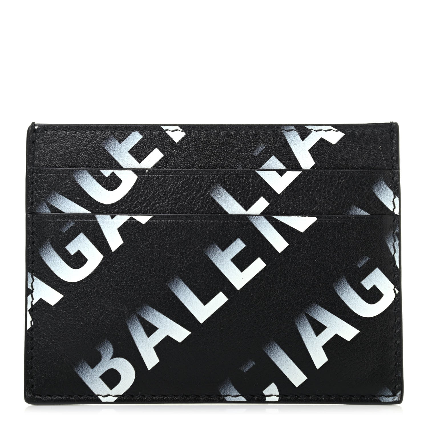 Balenciaga Smooth Calfskin Gradient Logo Cash Card Holder Black Grey 1 of 4