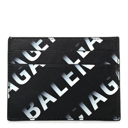 Balenciaga Smooth Calfskin Gradient Logo Cash Card Holder Black Grey 1 of 4