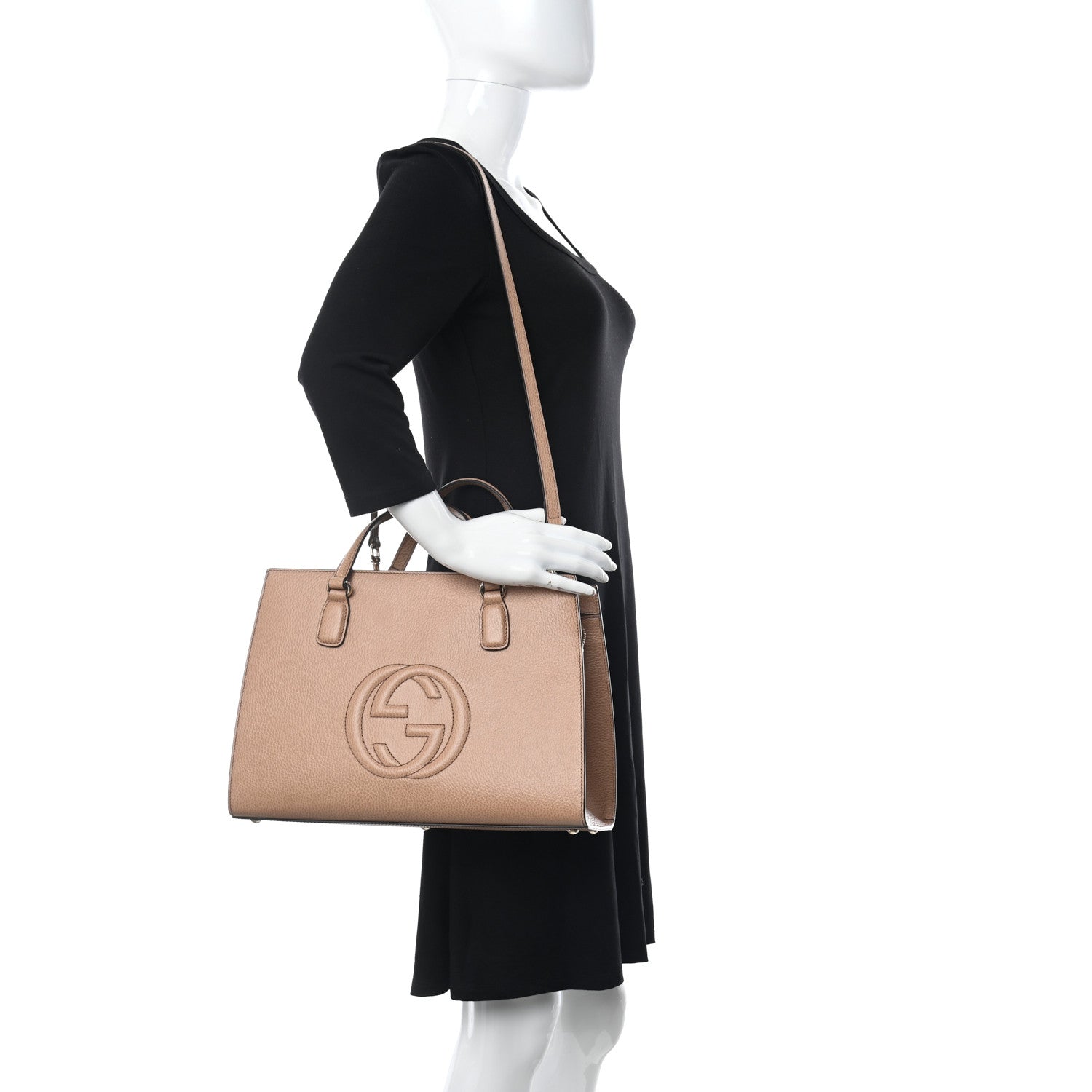 Gucci Dollar Calfskin Large Soho Top Handle Satchel Camelia 2 of 10