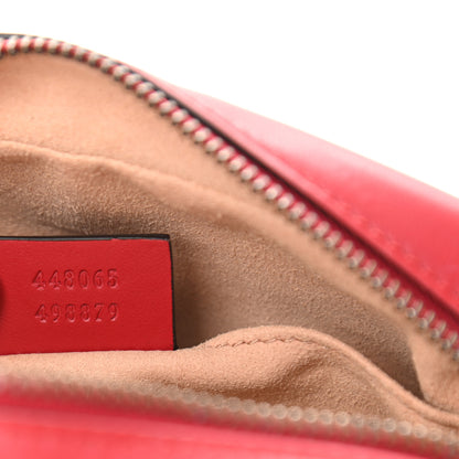 Gucci Calfskin Matelasse Mini GG Marmont Chain Shoulder Bag Hibiscus Red 7 of 11