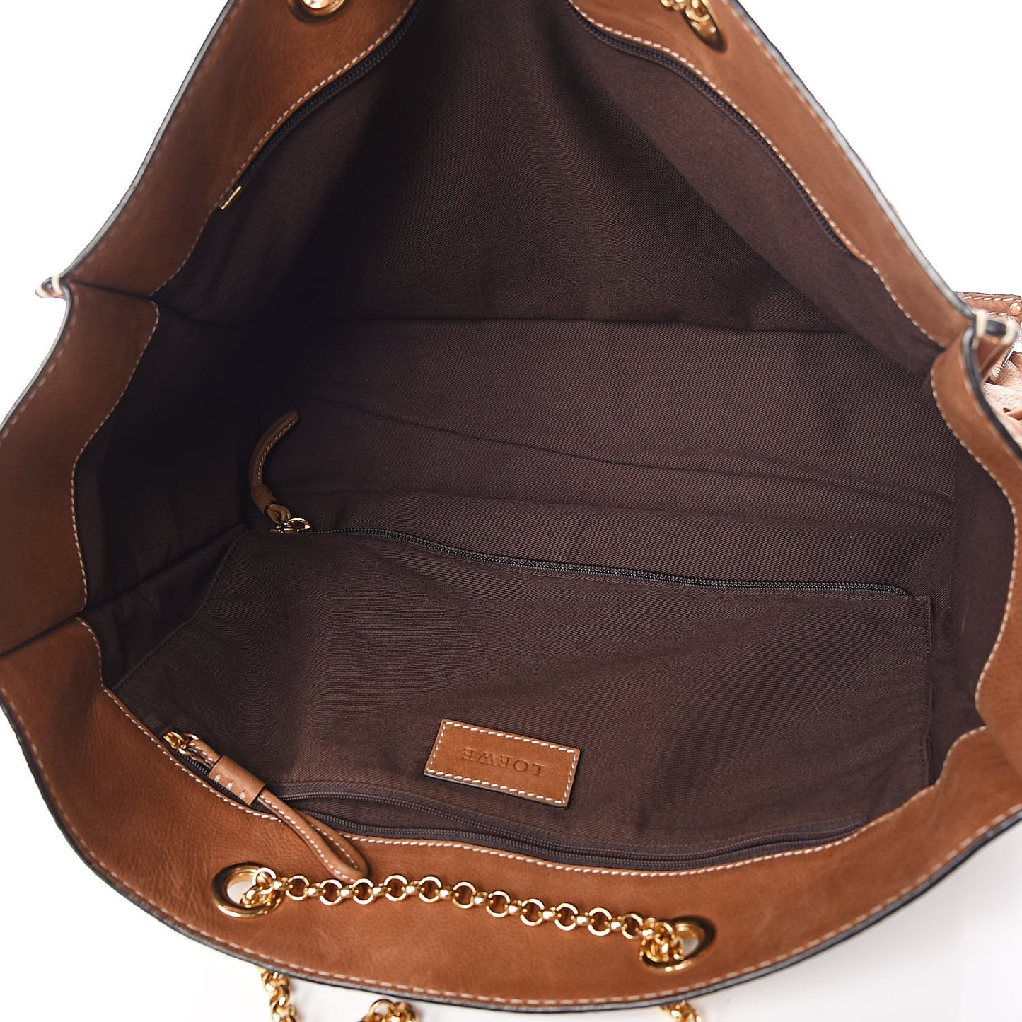 Nappa Chain Logo Shopper Tote Tan