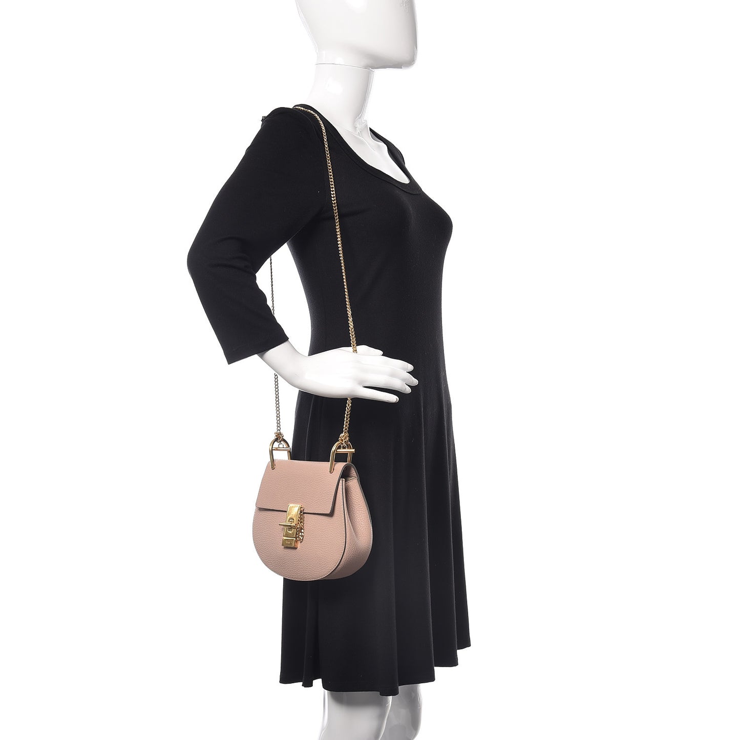 Grained Lambskin Mini Drew Shoulder Bag Cement Pink
