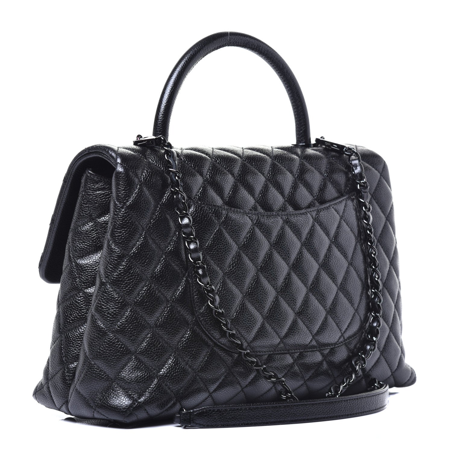 Chanel Caviar Quilted Medium Coco Handle Flap So Black 3 of 10