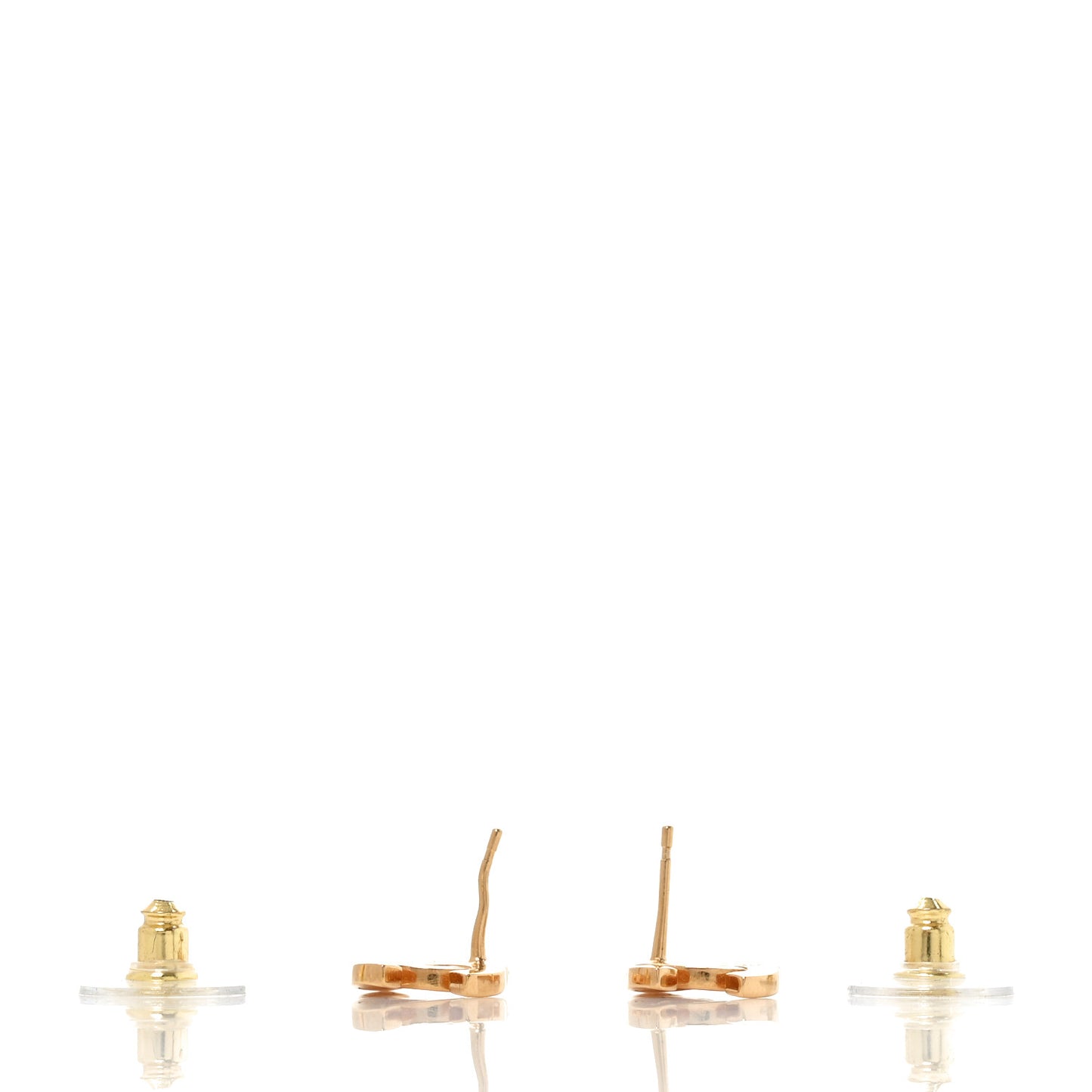 Metal CC Paris Button Stud Earrings Gold