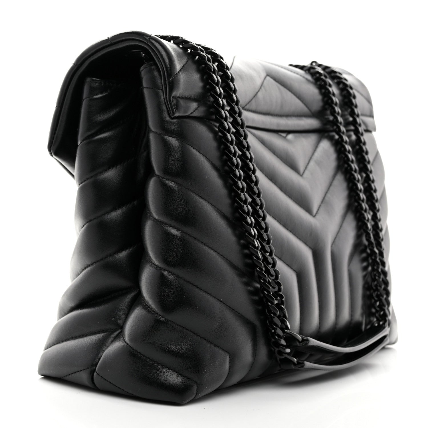 Saint Laurent Calfskin Y Quilted Monogram Monochrome Medium Loulou Chain Satchel Black 3 of 14