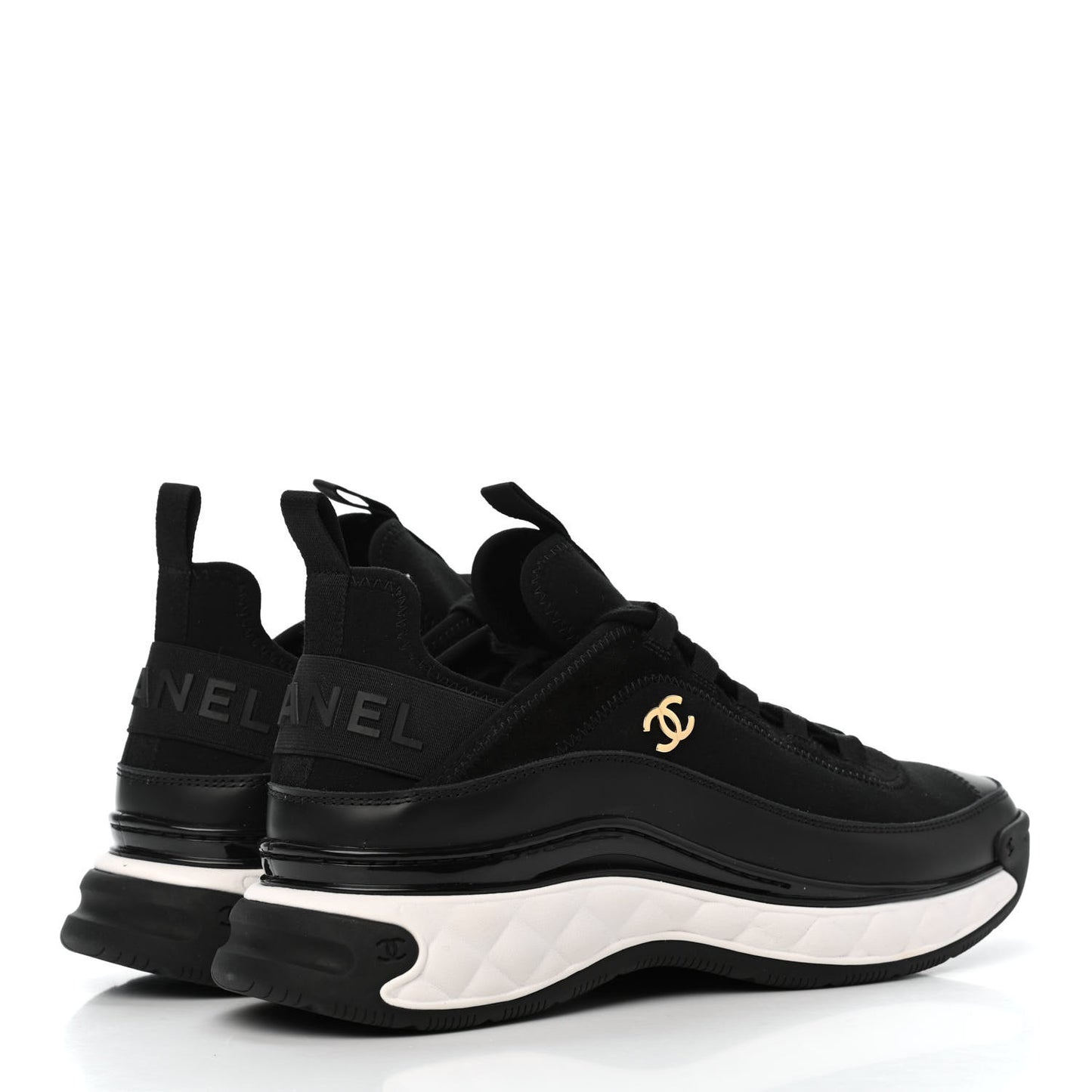 Velvet Calfskin Mixed Fibers CC Sneakers 40 Black