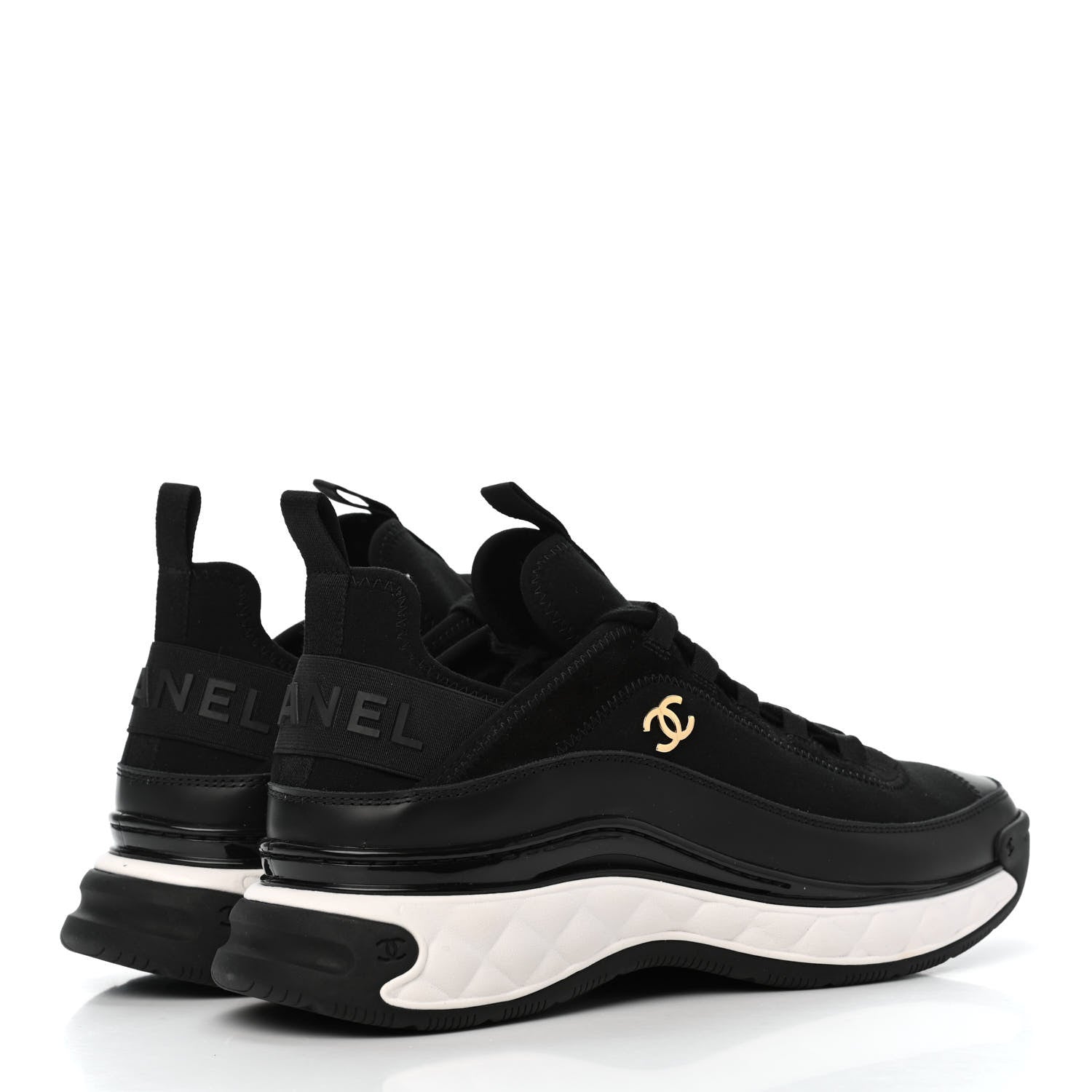 Chanel Velvet Calfskin Mixed Fibers CC Sneakers 40 Black 4 of 9