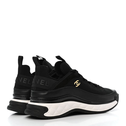 Chanel Velvet Calfskin Mixed Fibers CC Sneakers 40 Black 4 of 9