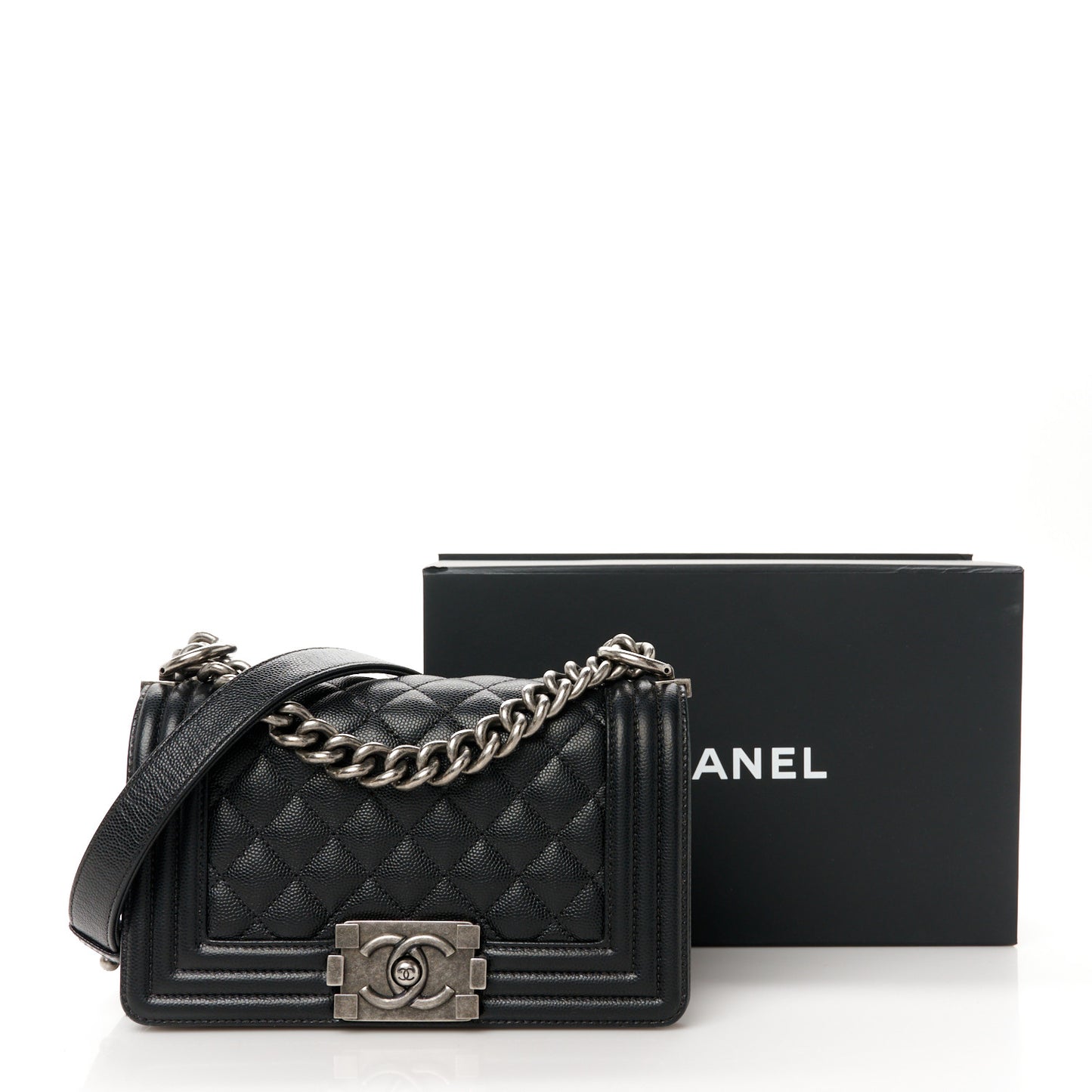 Lambskin Quilted Small Boy Flap Black