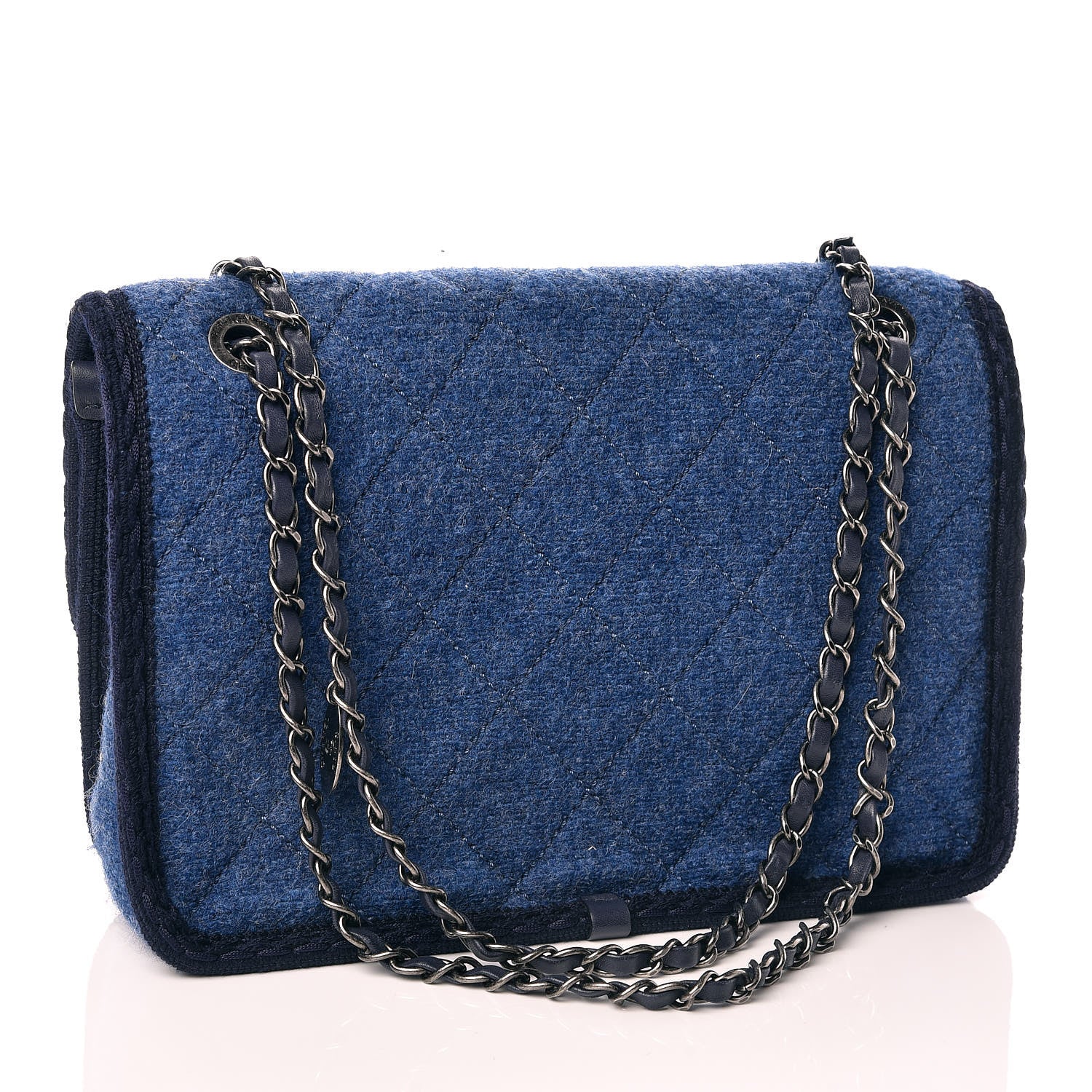 Chanel Wool Quilted Medium Edelweiss Single Flap Blue 3 of 11